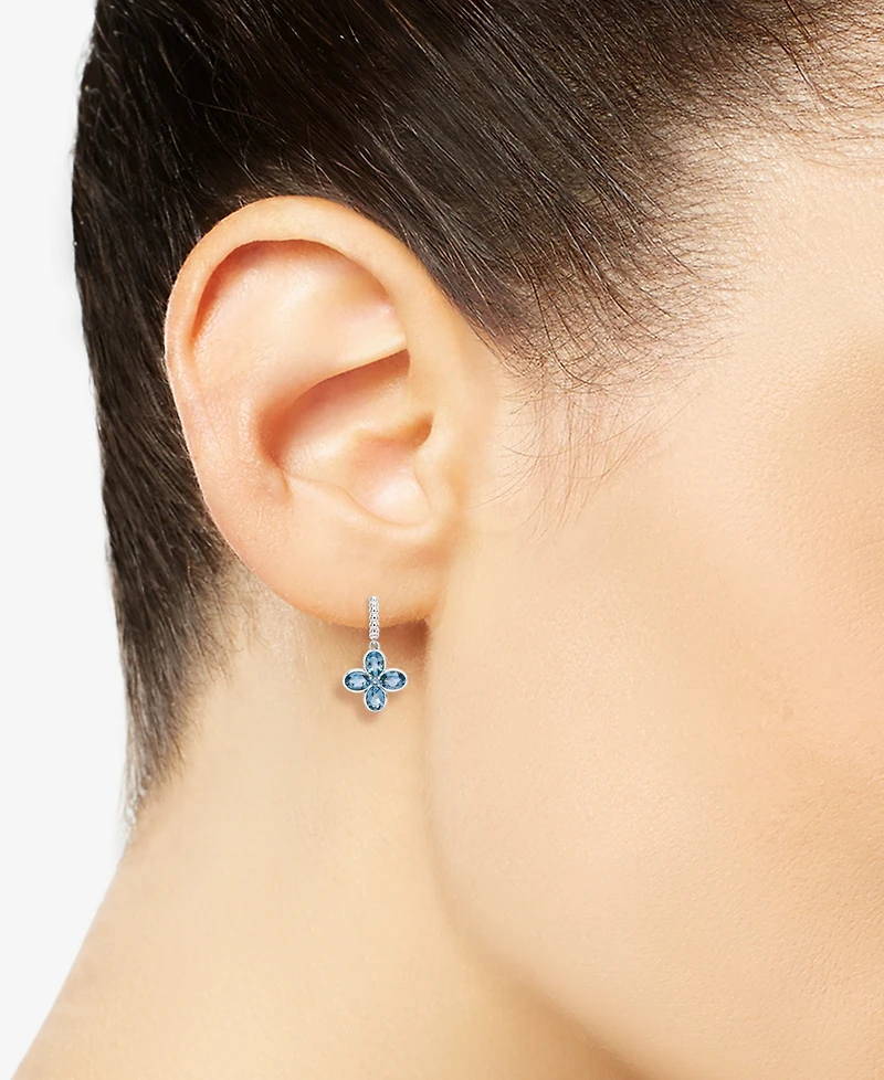 Macy's Blue Topaz (2-1/2 ct. t.w.) Flower Drop Earrings in Sterling Silver