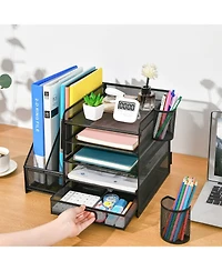Danrong 5 Tier Desk Organizer with File Trays Magazine Holders and Pen