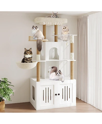 homfan Cat Tree with Hidden Litter Box Enclosure