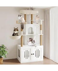 homfan Cat Tree with Hidden Litter Box Enclosure