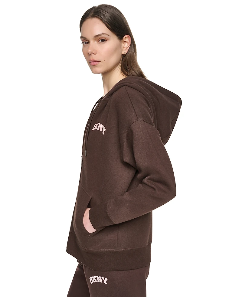 Dkny Sport Women's Puff Varsity Logo Full-Zip Hoodie