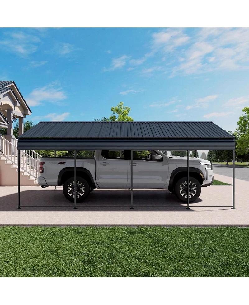 Streamdale Furniture 12x20 Feet Heavy Duty Metal Carport with Galvanized Steel Roof