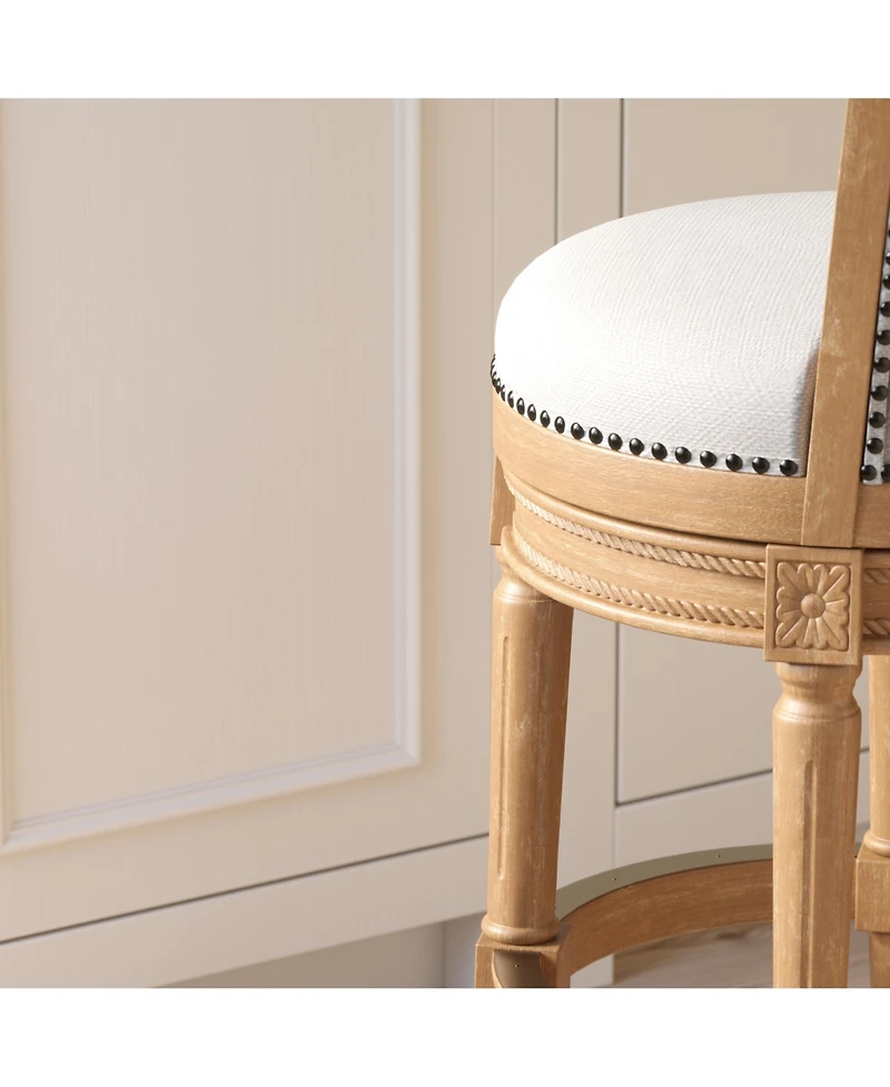 Clihome 1 Piece Inch Wood Bar-Height Swivel Barstool with High-Back