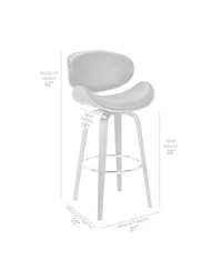 Clihome Leather Swivel Bar Stool with Light Wood Legs, Modern Upholstered Counter Height Chair, Kitchen Island Stool