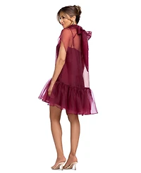Xscape Women's Organza Mock Neck Shift Dress