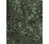 Xscape Women's Long Sleeve Rose Flower Dress