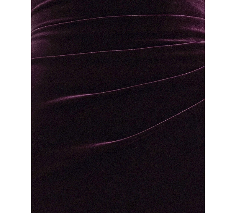 Xscape Women's Velvet Asymmetric Neck Cap Sleeve Dress