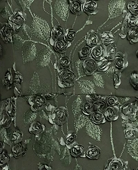 Xscape Petite Raised Flower Crewneck Long Gown Dress