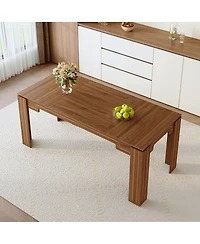 Streamdale Furniture 71" Walnut Mdf Spliced Dining Table with Grooved Legs for 6-8 People