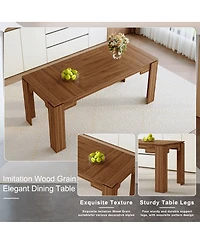 Streamdale Furniture 71" Walnut Mdf Spliced Dining Table with Grooved Legs for 6-8 People