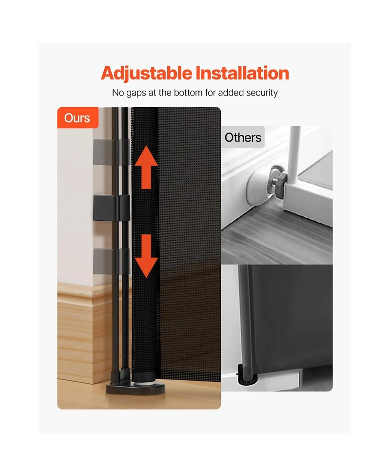 Ruie Retractable Mesh Baby Gate 34 in Tall Extends to 110 in Wide