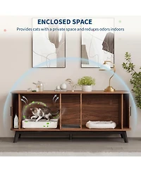 homfan Cat Litter Box Enclosure - 59" Large Hidden Furniture with Sliding Door Access, Ventilated Pet House