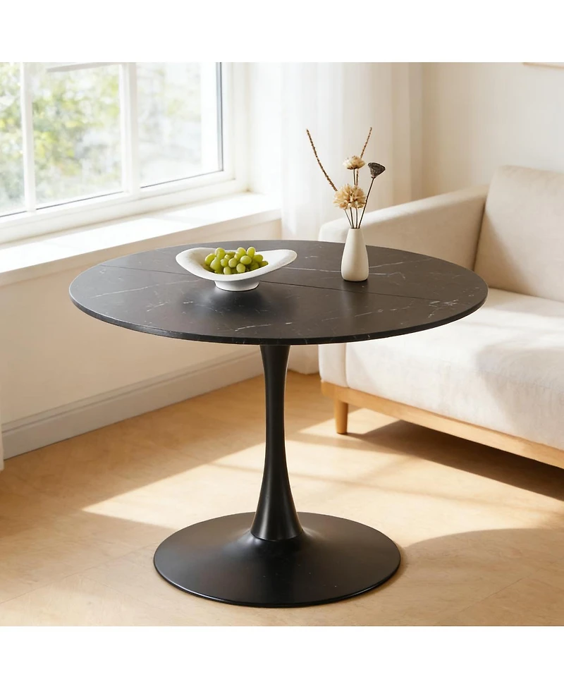 Streamdale Furniture 42.1" Marble Round Tulip Dining Table for 4-6 People