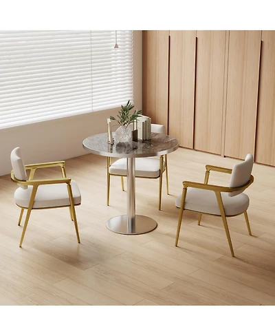 Streamdale Furniture Round Modern Dining Table Faux Marble Top Bistro Tulip Table