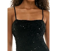 Seni & Cade Juniors' Floral Beaded Fringe Dress