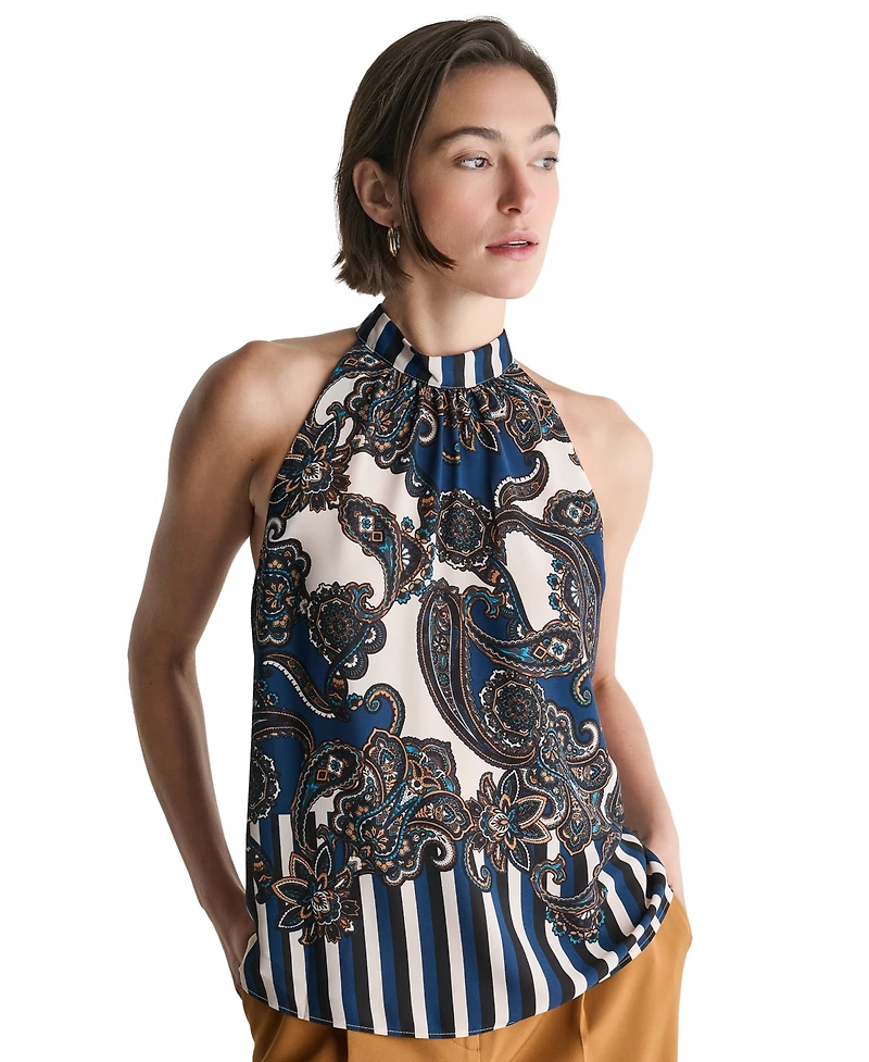 Bcbg Women's Halter Center-Back Keyhole Blouse