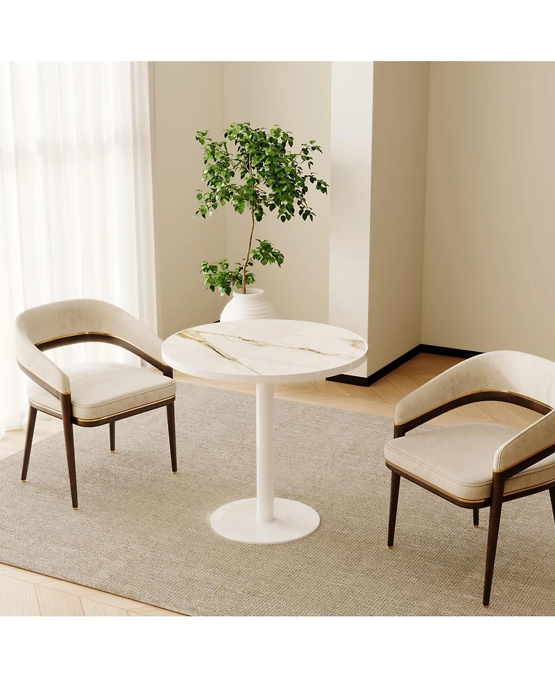 Streamdale Furniture 31.5" Modern Round Tulip Bistro Table with Faux Marble Top