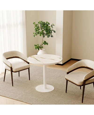 Streamdale Furniture 31.5" Modern Round Tulip Bistro Table with Faux Marble Top