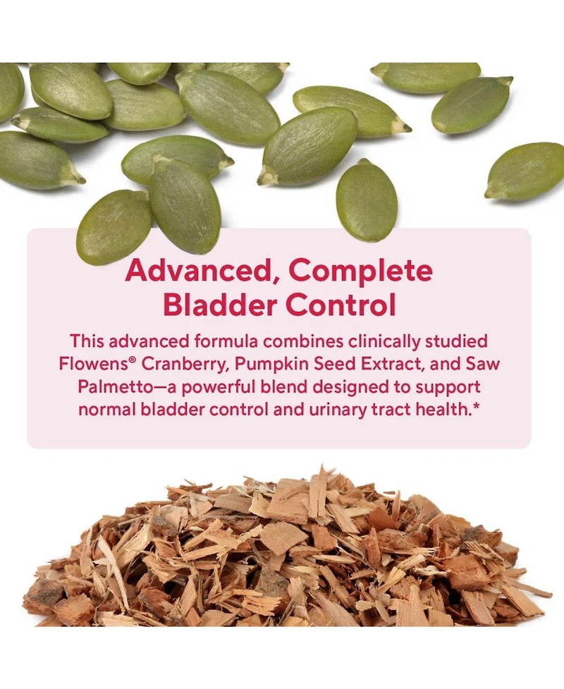 Sunergetic Bladder Support Supplement, Urinary Urgency and Frequency Control with Cranberry, Pumpkin Seed and Saw Palmetto, 60 Capsules