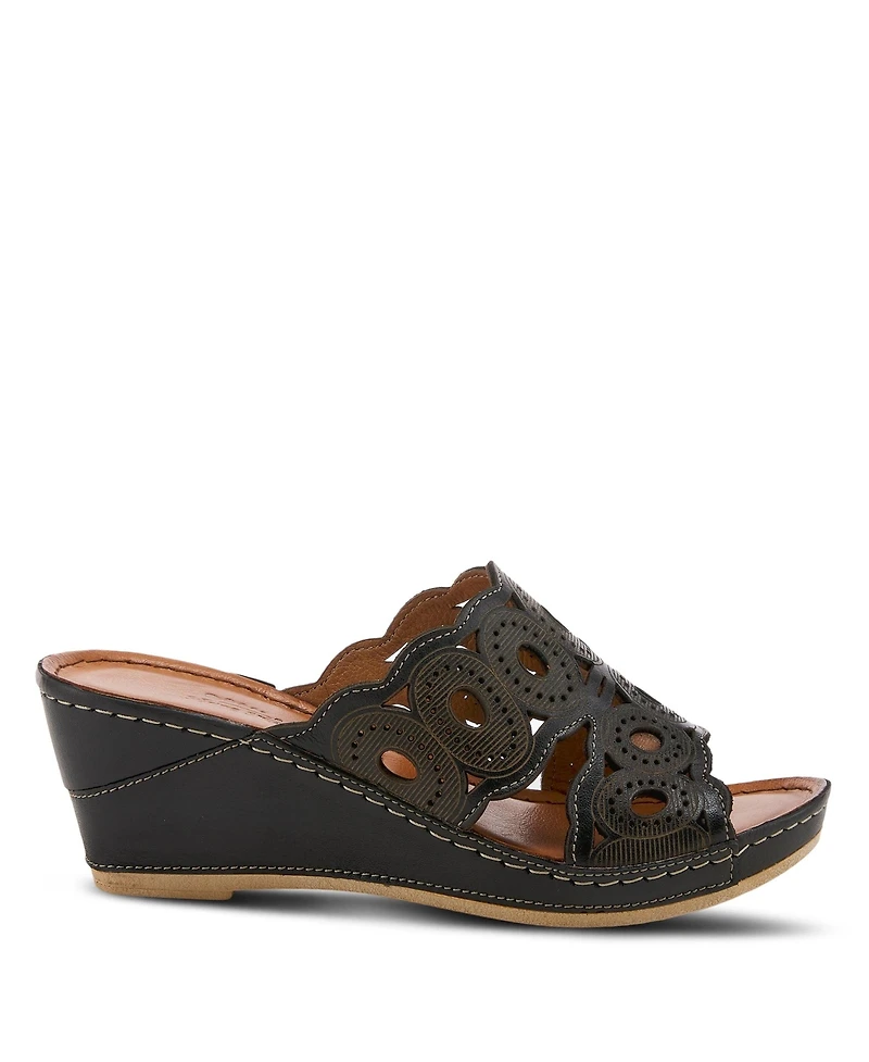 Spring Step Women's Leather Wedge Sandal with Comfort Insole