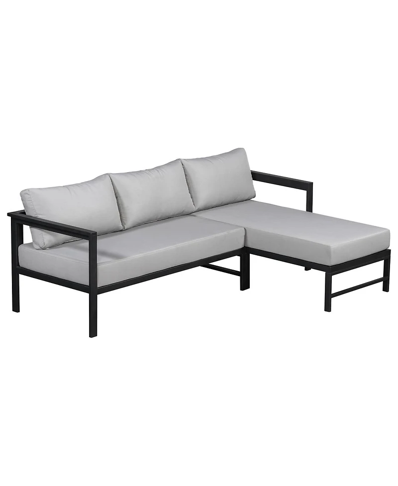 Streamdale Furniture L-Shaped Outdoor Iron Patio Sofa with Weather-Resistant Cushions