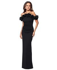 Xscape Petite Scuba Crepe Ruffle Halter Sheath Gown