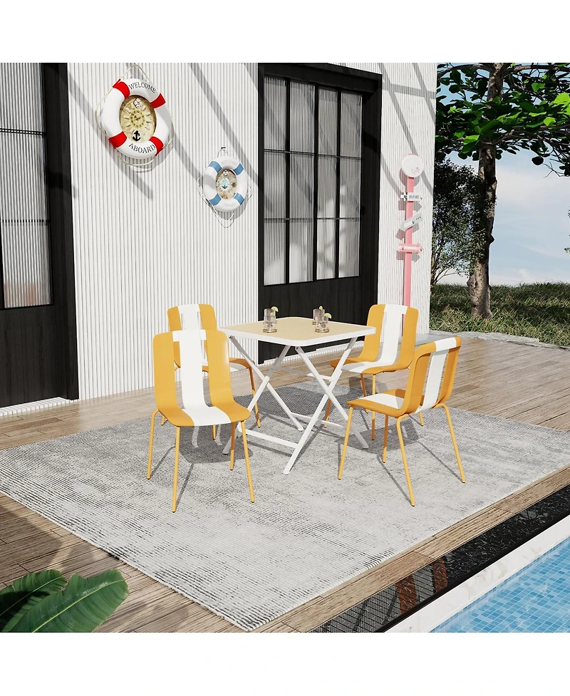 Streamdale Furniture Striped Chairs and Folding Square Table Set