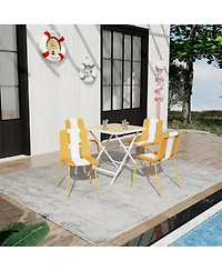 Streamdale Furniture Striped Chairs and Folding Square Table Set
