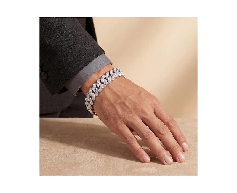 Rachel Glauber Dazzling Men's White Gold Plated Chic Cz Pave Chain Bracelet