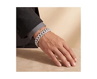 Rachel Glauber Dazzling Men's White Gold Plated Chic Cz Pave Chain Bracelet