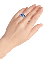 Macy's Pave Crystal Fine Silver-Plated Over Brass Multi Blue Dome Shape Ring