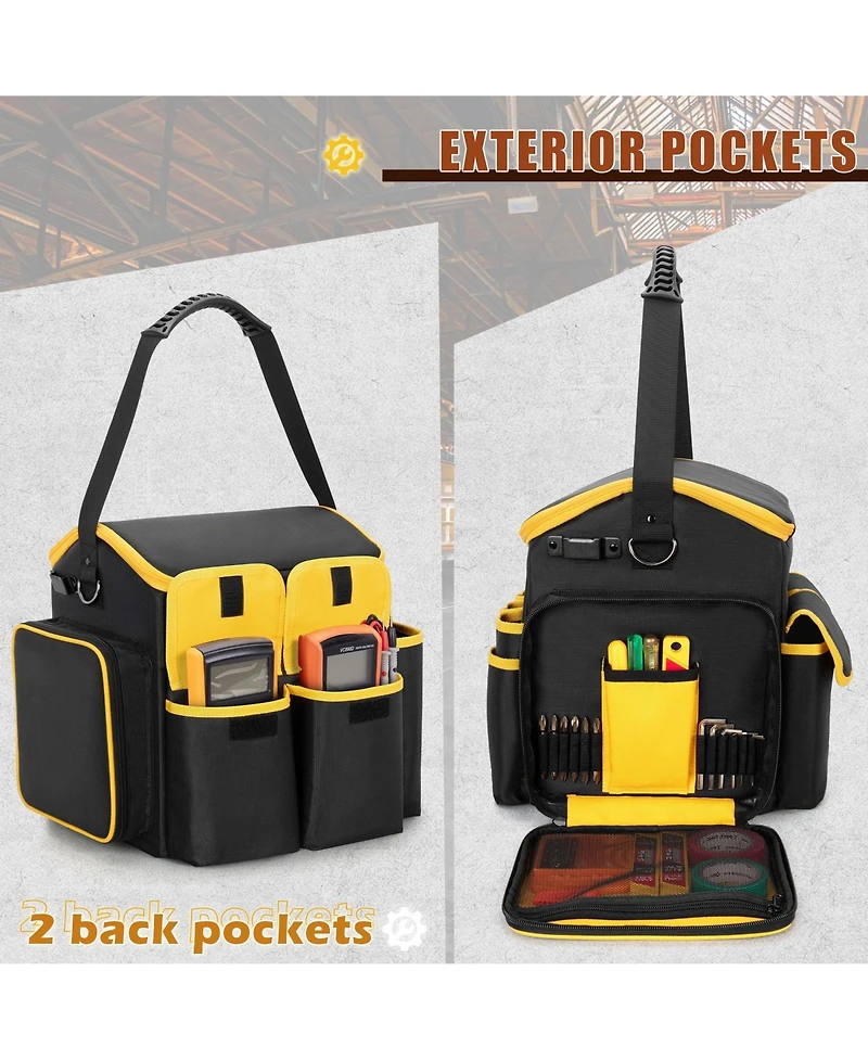 Xdovet Tool Bag Detachable Divider Shoulder Strap Heavy Duty Tote Multiple Pockets