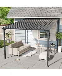 Streamdale Furniture 10' x 10' Galvanized Steel Hardtop Wall-Mounted Pergola Gazebo