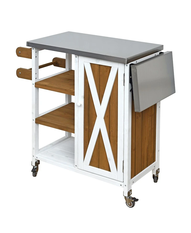 Streamdale Furniture Foldable Outdoor Kitchen Island With Storage, Prep Station, And Lockable Wheels