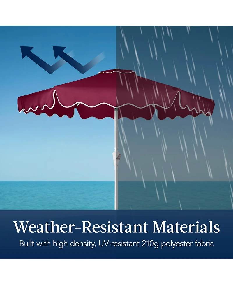 Best Choice Products 7.5feet Patio Market Umbrella with Wavy Trim, Fade-Resistant, Crank and Tilt