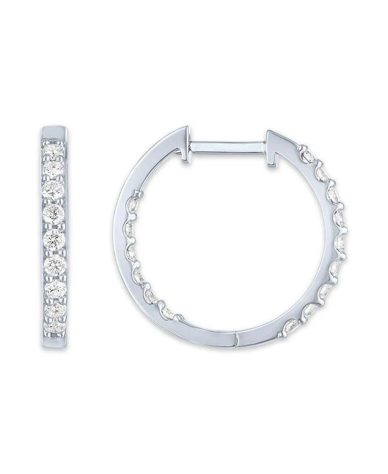Lab Grown Diamond In & Out Small Hoop Earrings (3/4 ct. t.w.) in Sterling Silver