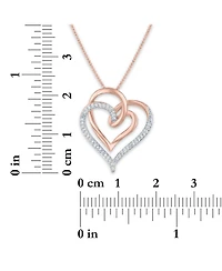 Diamond Intertwining Hearts 18" Pendant Necklace (1/10 ct. t.w.) in 14k Rose Gold-Plate