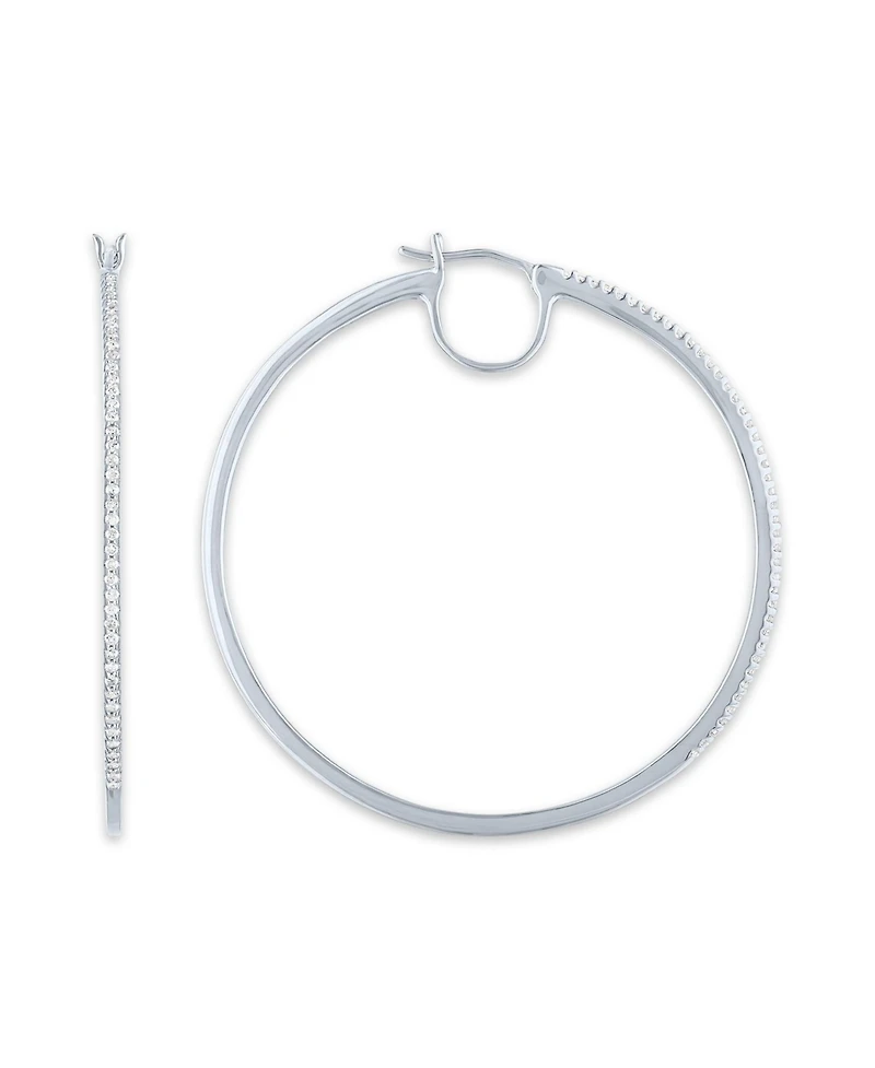 Diamond Oversized Hoop Earrings in 14k Gold over Sterling Silver or Sterling Silver (1/2 ct. t.w.)