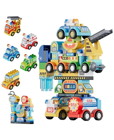 Contixo TF1 2-in-1 Transforming Robot Building Set, 93-Piece Vehicle Construction Toy with City Scene Playset for Kids Ages 3+