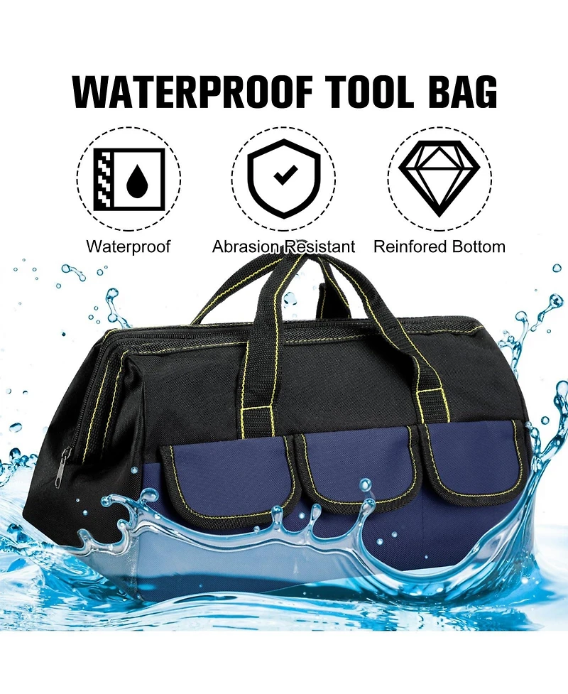 Xdovet Tool Bag Waterproof Hard Bottom Heavy Duty Tote Electrician Carpenter Mechanic