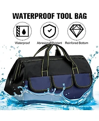 Xdovet Tool Bag Waterproof Hard Bottom Heavy Duty Tote Electrician Carpenter Mechanic