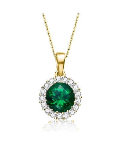 Sterling Silver with Colored Round Cubic Zirconia Halo Necklace