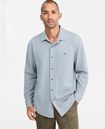 Sun + Stone Men's Heather-Knit Long-Sleeve Shirt, Macy's Exclusive