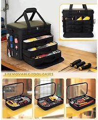 Xdovet 2 Layers Tool Bag With Window Removable Cases Heavy Duty Tote Molle Webbing Detachable Shoulder