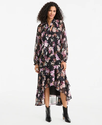 On 34th Women's Long-Sleeve Floral High-Low Dress, Macy's Exclusive