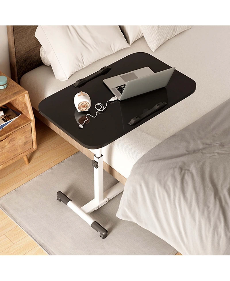 homfan Overbed Table with Wheels, Adjustable Height Foldable Rolling Side Table