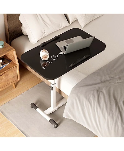homfan Overbed Table with Wheels, Adjustable Height Foldable Rolling Side Table