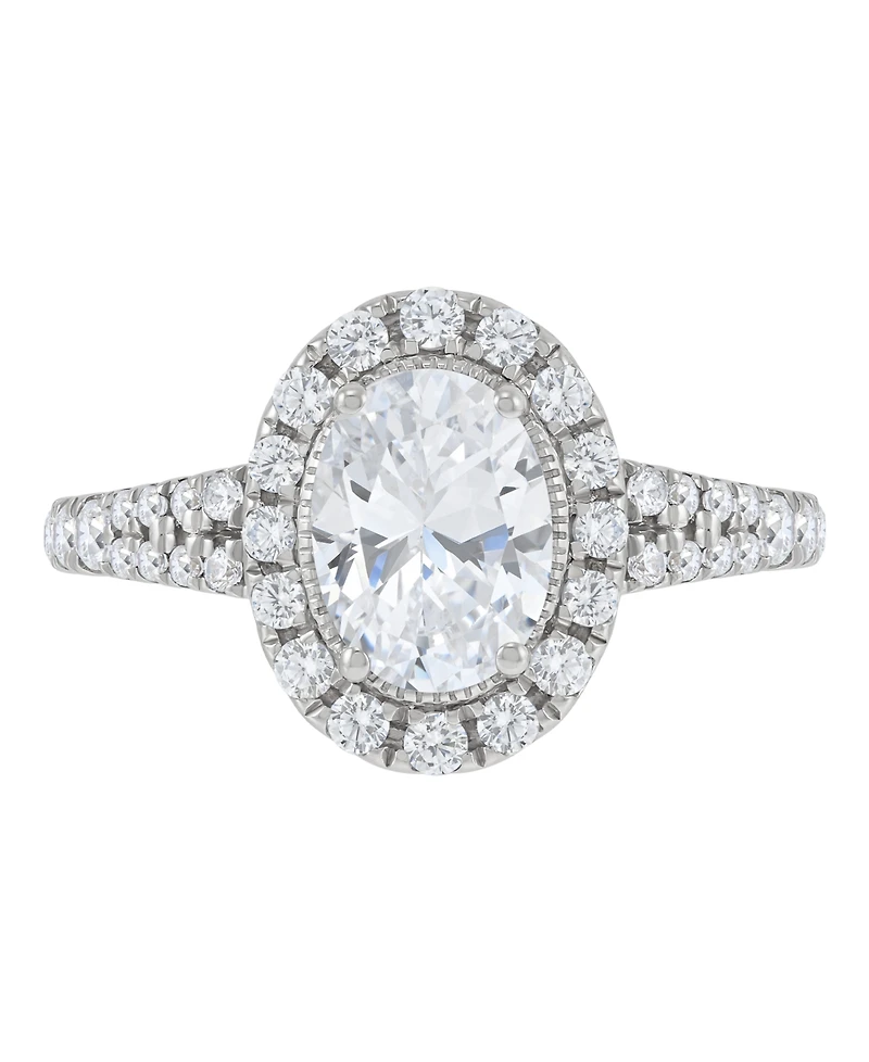 Igi Certified Lab-Grown Diamond Halo Ring (1-1/2 ct. t.w.) in 14k White Gold