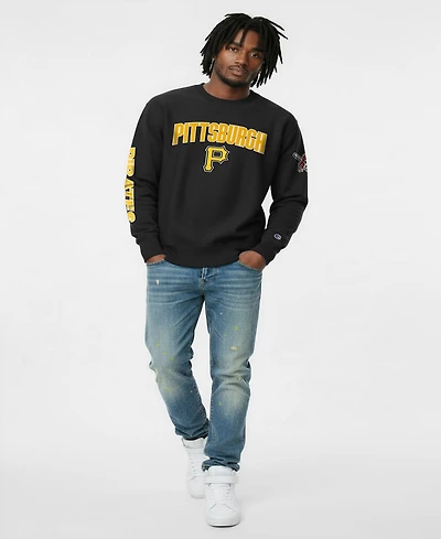 Champion Men's Black Pittsburgh Pirates Reverse Weave Chenille Sweatshirt