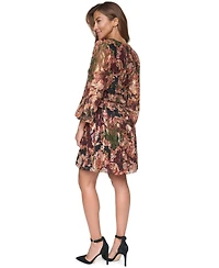Eliza J Women's V-Neck Balloon Sleeve Smocked Fit & Flare Dress